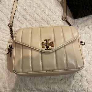 Cream leather tory burch